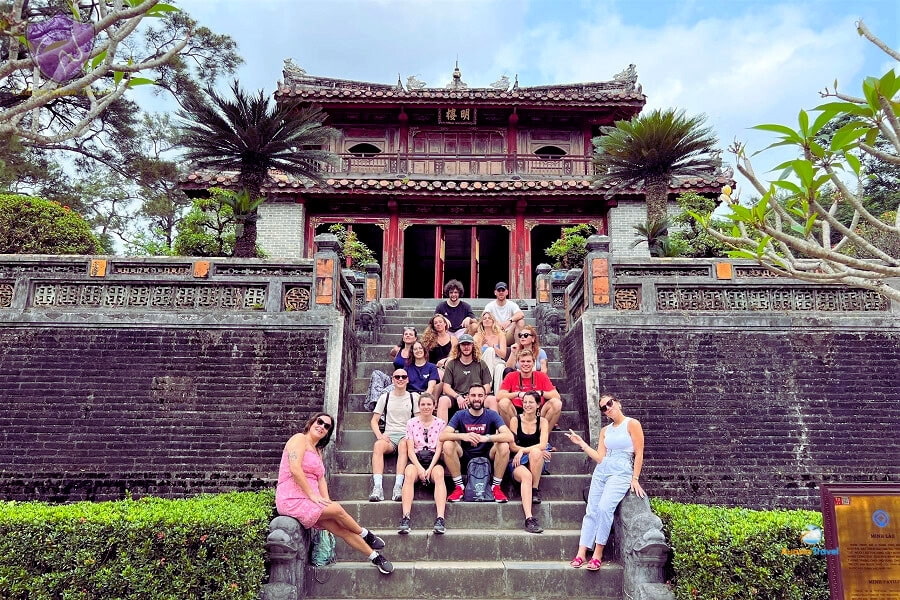 Travel group visiting Minh Mang Tomb in the Imperial City of Hue – Auasia Travel
